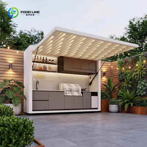 Complete Outdoor Kitchen Set with BBQ Grill and Fridge All in One Cooking Station Modular Kitchen Customized