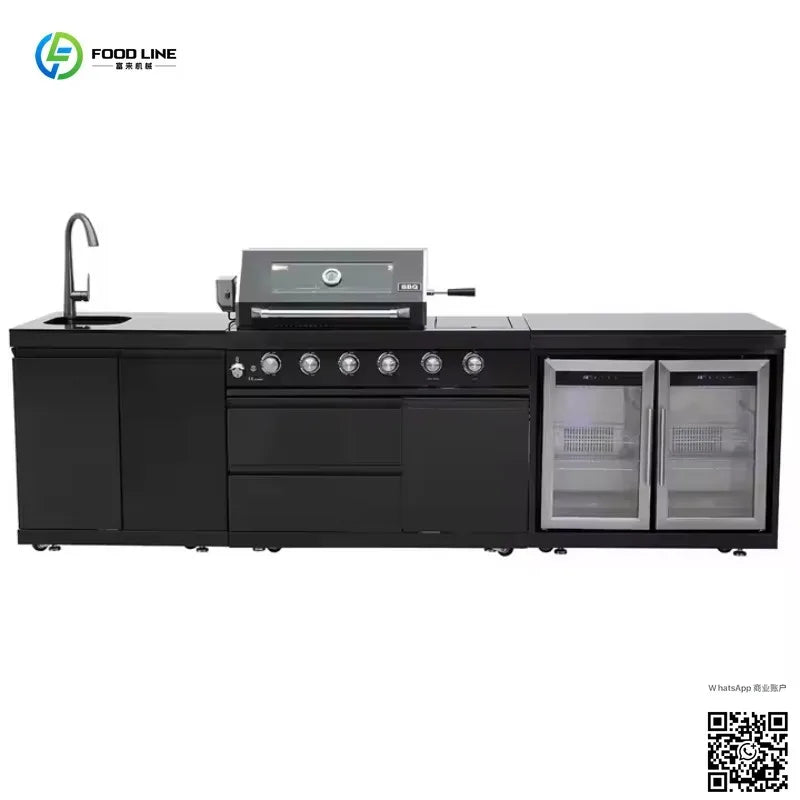 Customized Outdoor Kitchen Cabinet Set Haute Couture Garden Modular Stainless Steel Modern Design Gas Grill