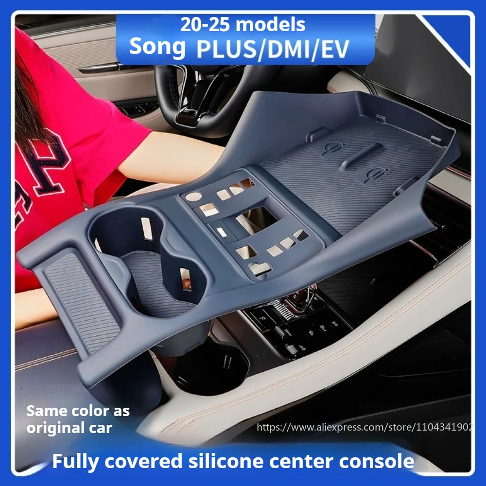 Fit For BYD Song Plus EV DMI 2020-2025 Central Control Panel Protective Pad Wireless Charging Silicone Pad Water Cup Holder Trim