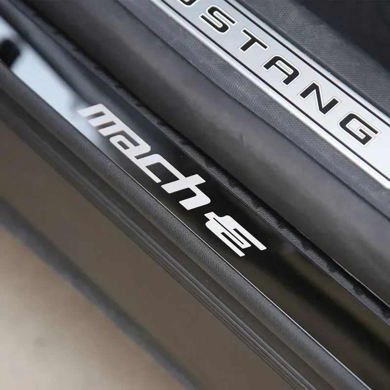 4PCS Door Pedal Sill Strip for Ford Mustang Mach-E External Threshold Bar Anti-stepping Sticker Protection Accessories 2021-2023