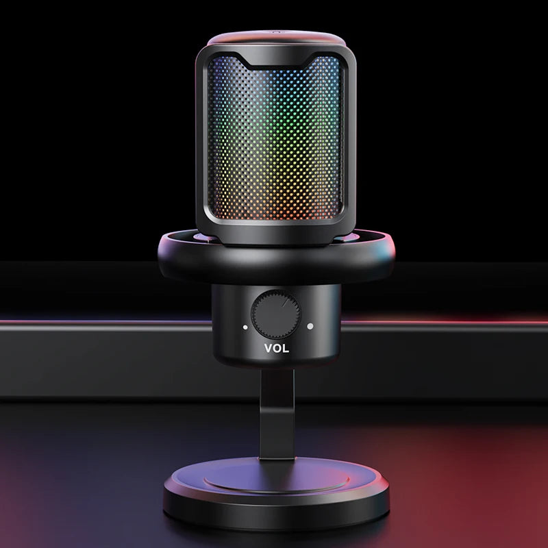 USB Microphone with RGB Control/Headphone jack/Mute,MIC for PC Gaming Recording Streaming