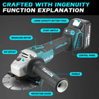Makita DGA404 18V Brushless Lithium ion Angle Grinder with 125mm Large diameter Grinding Wheel rounder for Cutting and Polishing