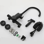 Kitchen Faucet With Spray Gun Wall Mounted Hot Cold Water Mixer Tap Rotatable Faucets Dual Water Mode No Dead corner Cleaning