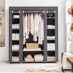 Portable Wardrobe Clothes Organizer Non-Woven Fabric Wardrobe Storage Cupboard for Bedroom 150 * 45 *175cm Storage Shelves