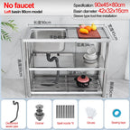 Stainless Steel Sink Kitchen Household Thickened Single Trough with Bracket Wash Basin Sink with Platform Easy Landing