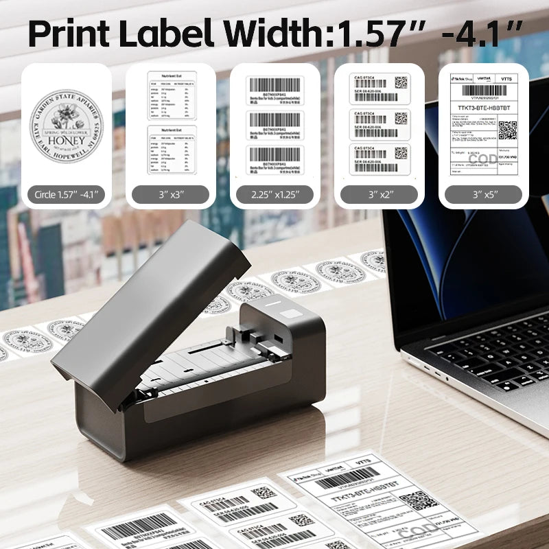 Bluetooth Thermal Shipping Label Printer - Wireless 4x6 inch Portable Label Maker for Various Systems | AlluCanFind