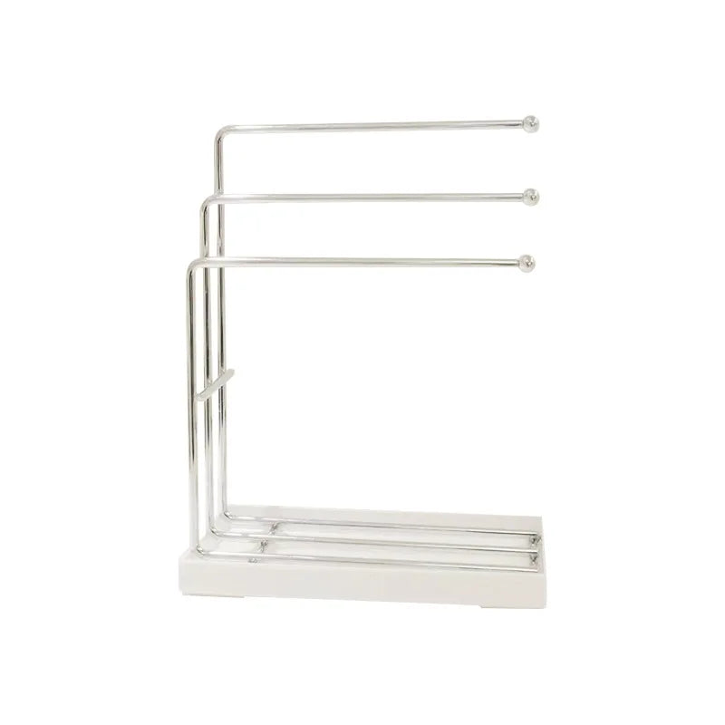 Stainless Steel Kitchen Towel Rack with Soap Dish,3-Bar Dish Cloth Hanger with Drain Tray,No-Drill Countertop Organizer for Sink