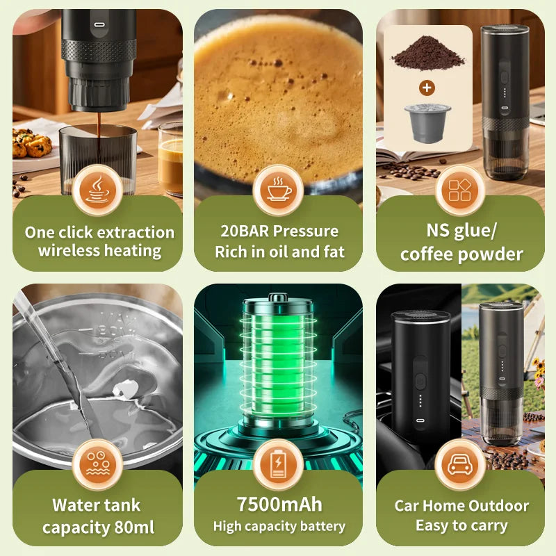 Xiaomi Youpin Coffee Machine 3 in 1 Wireless Portable Espresso Machine Capsule Coffee Powder Travel Coffee Maker Smart Heating