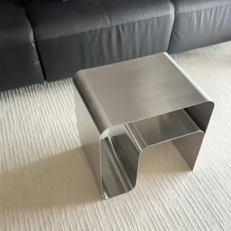 Side Table Integrally Molded Storage Cabinet Coffee Desks  Vintage Bauhaus Antique Minimalist Stainless Steel Bedside Table