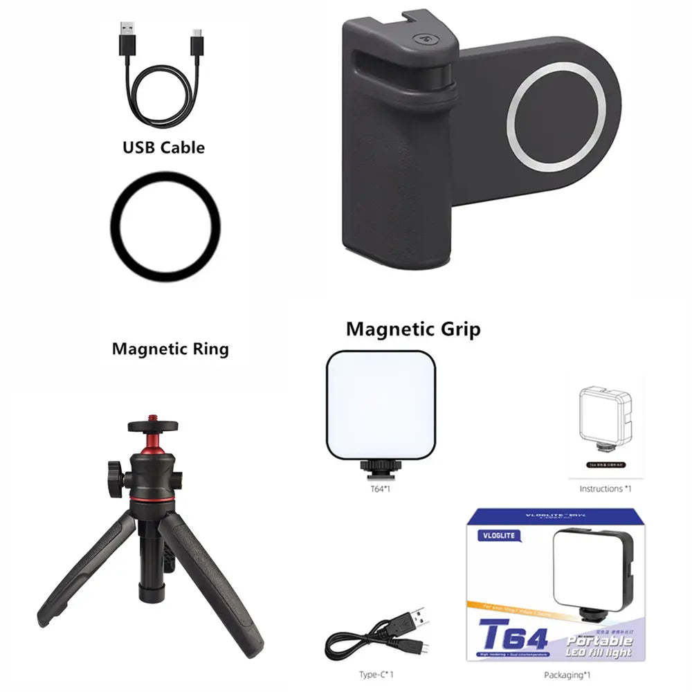 Magnetic CapGrip Magsafe Phone Grip Camera Phone Holder Handheld Selfie Booster w Bluetooth Remote 1/4 Screw for iPhone Android
