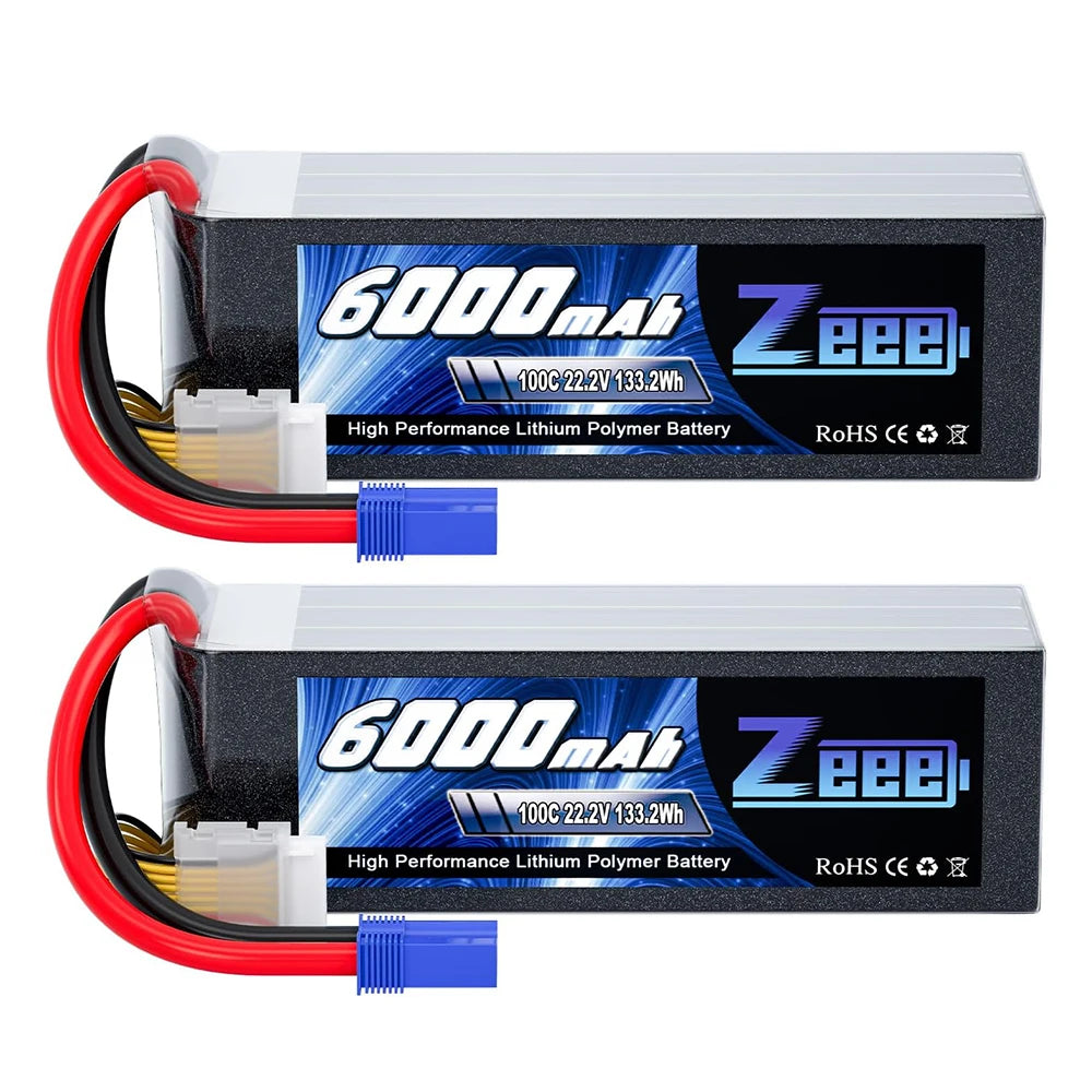 1/2pcs Zeee 6S 6000mAh FPV Drone Battery 22.2V 100C Lipo Battery with EC5 Plug for RC Car Buggy Helicopter Robots RC Model Parts