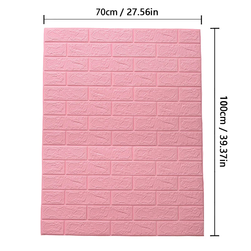 70cmx1/2/3/5/10m Brick Pattern Wall Sticker Decoration PVC 3d Wallpaper Waterproof Wall Sticker for Children's Room Home Bedroom