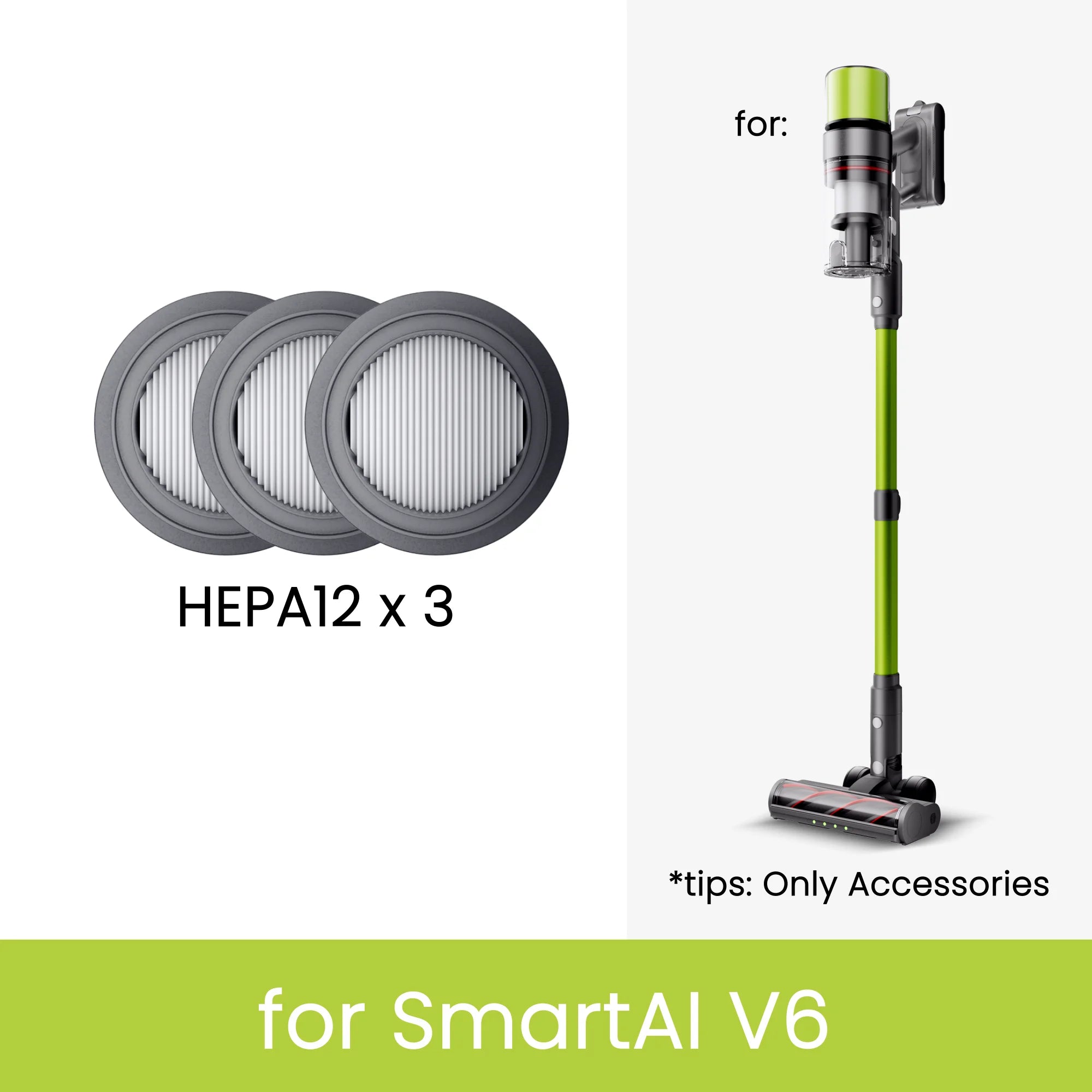 Original accessories for vacuum cleaners SmartAI battery/HEPA filters/telescopic Tube, compatible only with SmartAI vacuum cleaners
