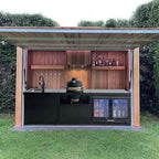 Luxury Customized  Outdoor BBQ Kitchen with Refrigerator Sink Storage Cabinet and Retractable Door House
