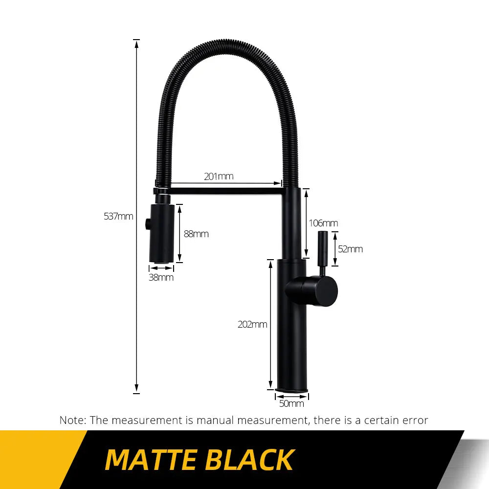 Brushed Gold Kitchen Faucets Brass Mixer for Kitchen Sink Single Lever Pull Out Spring Spout Tap Hot Cold Water 1036
