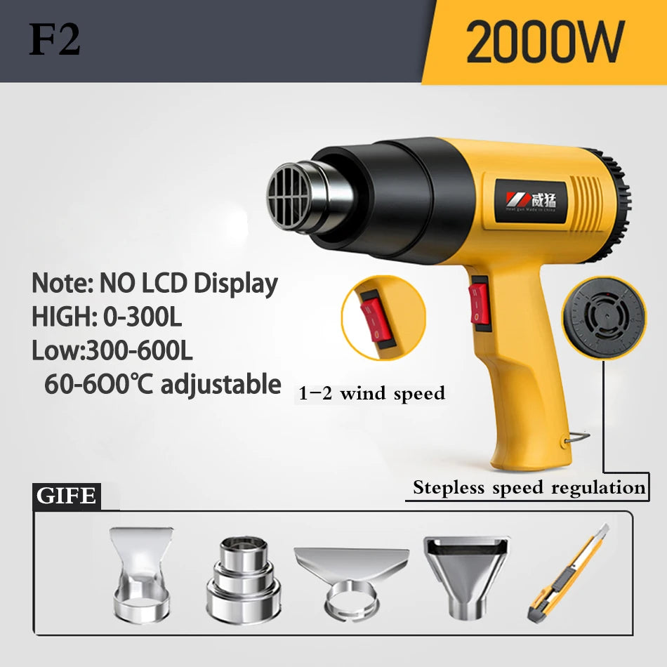 Hot Air Gun LCD Temperatures Adjustable Mini Heat Gun Thermal Blower Shrink Wrapping With Four Nozzles Construction Dryers 110V
