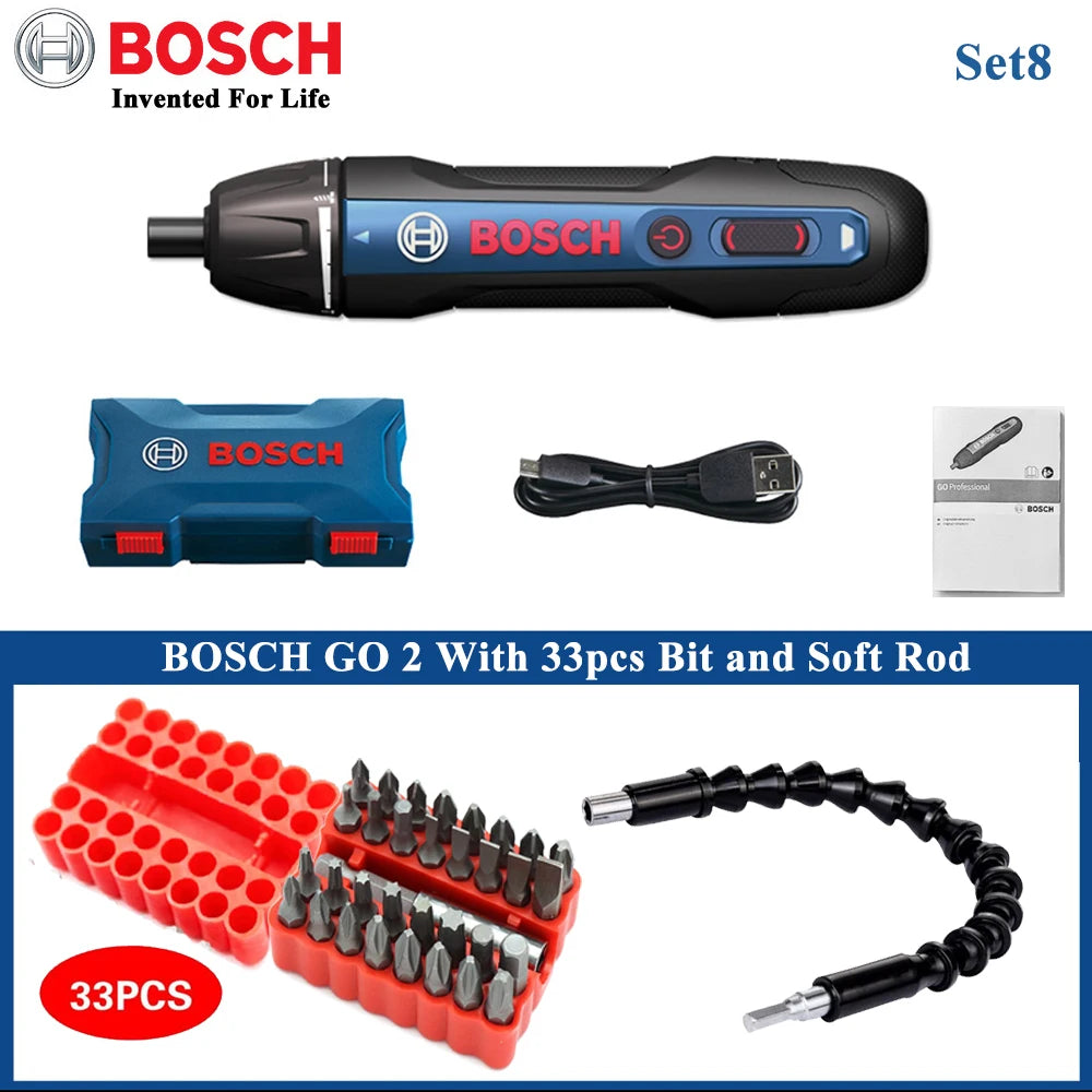 Original Bosch Go2 Electric Screwdriver Set 3.6V Rechargeable Automatic Screwdriver Hand Drill Bosch Go 2 Electric Batch Tool
