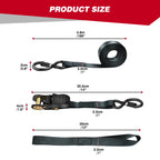 DayPlus Heavy-Duty Car & Truck Front Cargo Ratchet Strap with Metal Buckle Adjustable Secure Tie-Down for Safe Luggage Transport