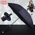 Demon Slayer Katana Anime Umbrella Ninja Long Parasol Kimetsu No Yaiba Tanjirou Cosplayer Samurai Sword Katana Handle Umbrellas
