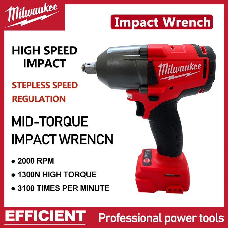 Milwaukee 1300NM Cordless Electric WrenchLarge Torque Brushless Impact Wrench Car Truck Repair Power ToolsFor 18V Battery