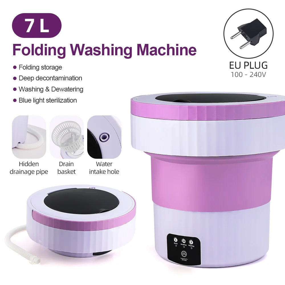 7L Small Folding Washing Machine Portable Washing Machine Automatic Mo
