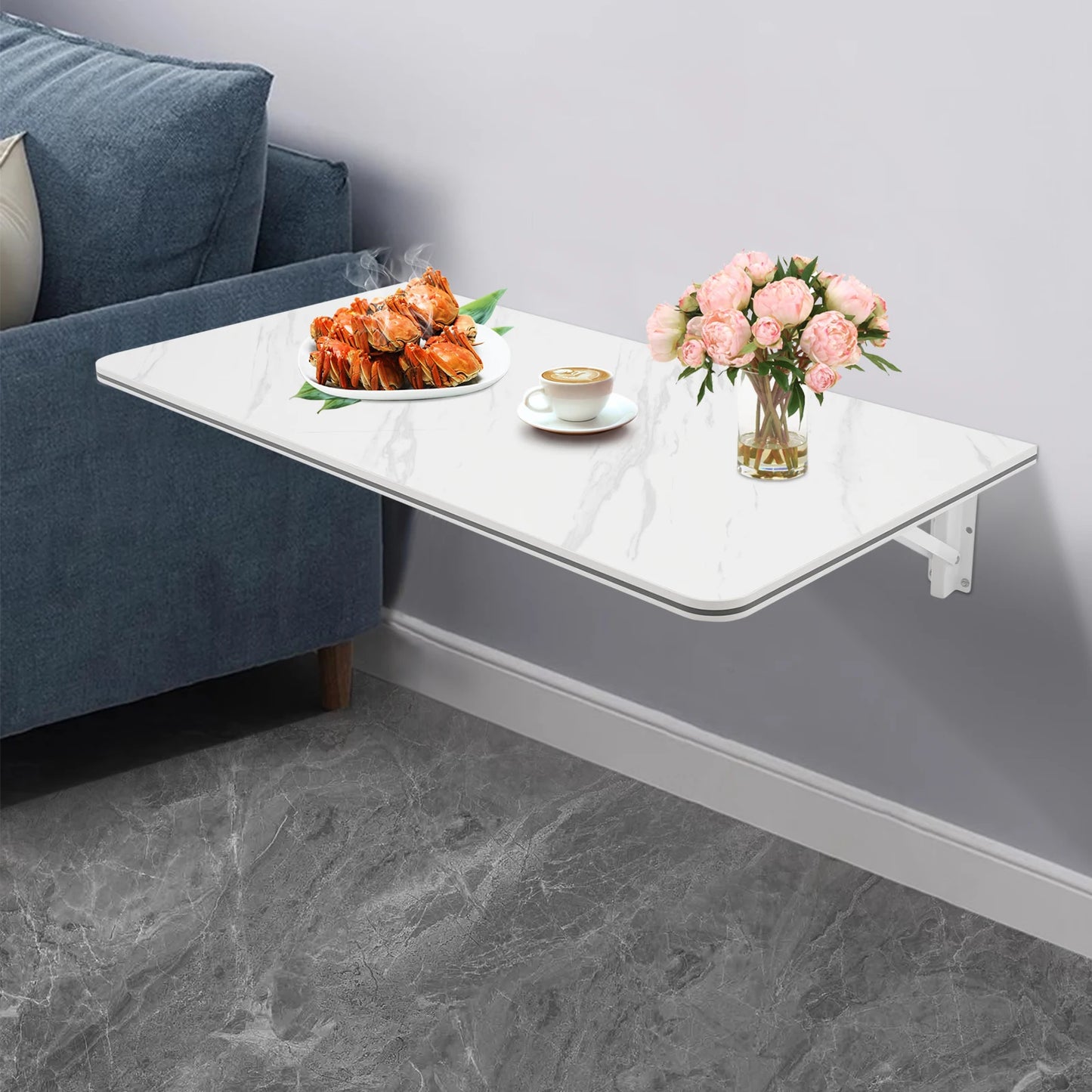 Rust-Proof Wall-Mounted Folding Table Easy to Clean Wall Mounted Folding Table for Bedroom/Living Room/Study/Kitchen