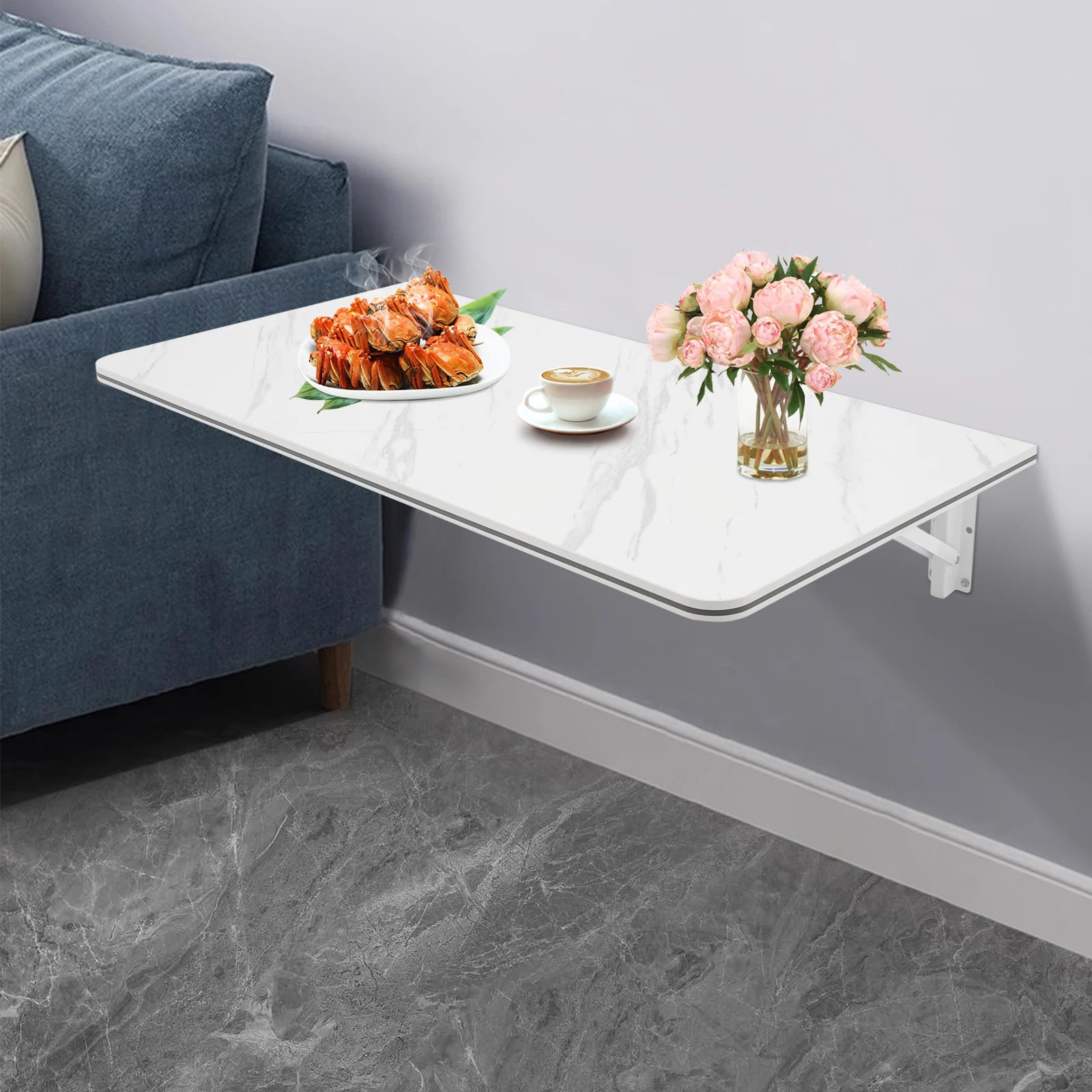 Rust-Proof Wall-Mounted Folding Table Easy to Clean Wall Mounted Folding Table for Bedroom/Living Room/Study/Kitchen