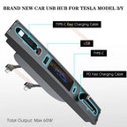 Quick Charger USB Shunt HUB For Tesla Model 3 Model Y 27W Intelligent Docking Station Car Adapter Powered Splitter Extension