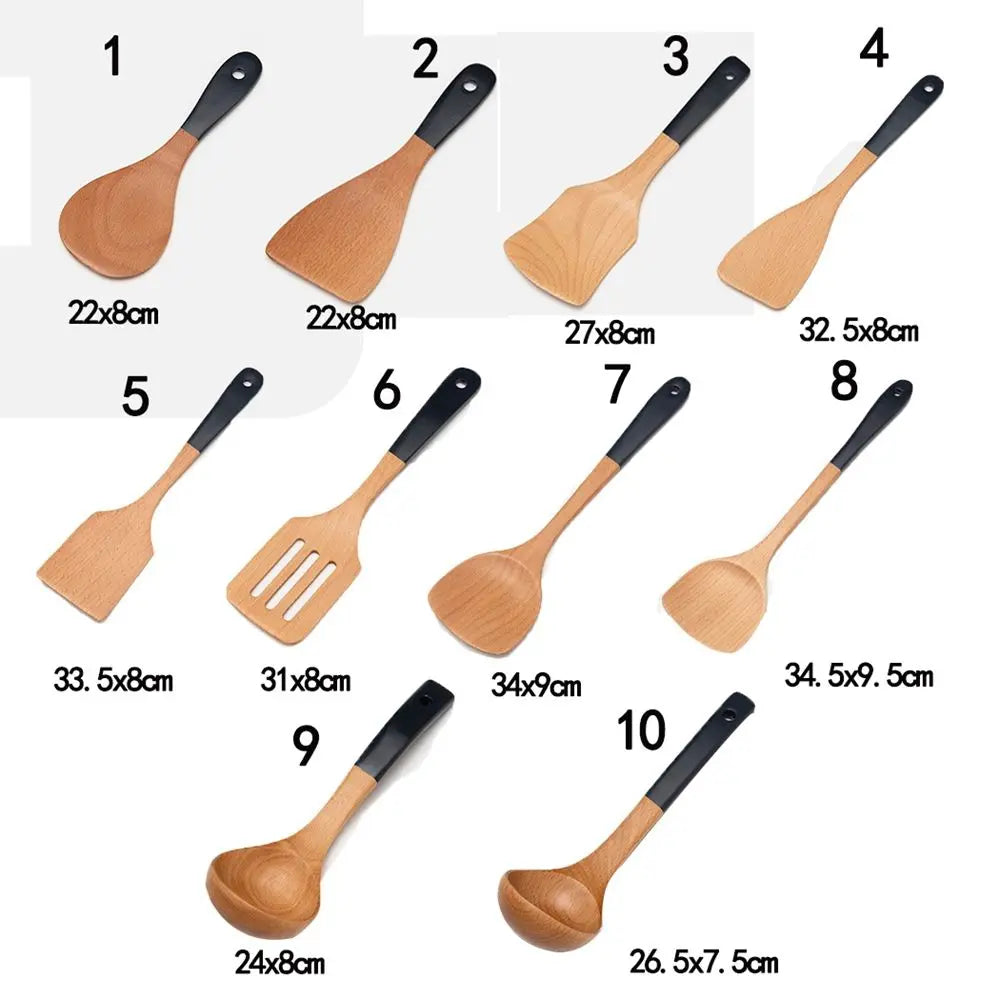 Natural Wood Nonstick Kitchen Tool Rice Colander Tableware Cookware Rice Scoop Spatula Strainer Spoon Soup Ladle