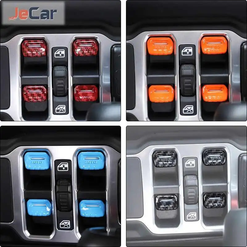 JeCar Window Control Switch Button Decoration Cover Stickers For Jeep Wrangler JL JT Gladiator 2018+ Car Interior Accessories