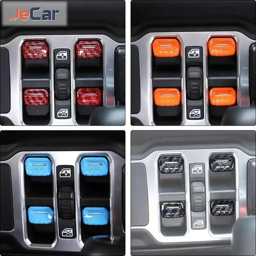 JeCar Window Control Switch Button Decoration Cover Stickers For Jeep Wrangler JL JT Gladiator 2018+ Car Interior Accessories