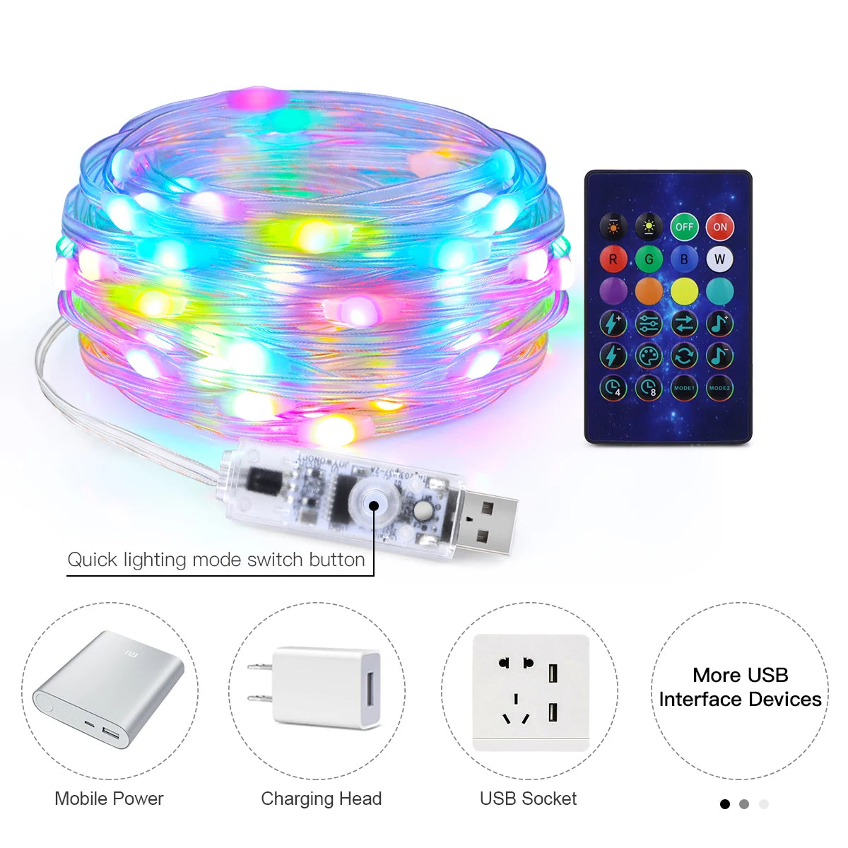 40M Led String RGBIC Light IP65 Bluetooth Music Lamp String Fairy Lights Smart Outdoor Festoon Party Leather Line Holiday Lighti