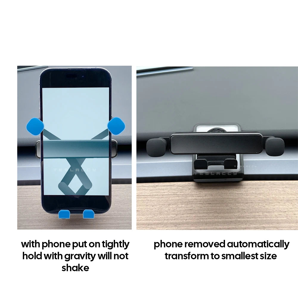 Cell Mobile Phone Holder Noiseless Gravity Support Mount Bracket Vent Clip Air Outlet Stand Base For Tesla Model Y 2020-2024