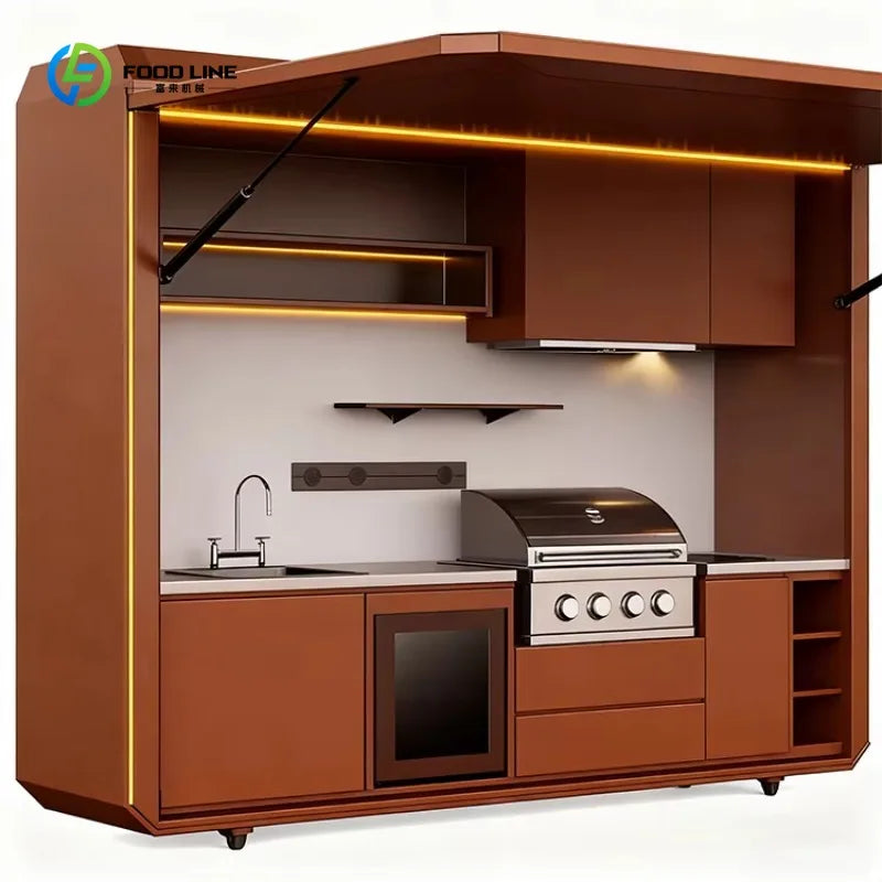 Customized Modern Outdoor Kitchen Set Prefab House with Full Equipments Stylish Durable Outdoor Cooking & Entertainment Area