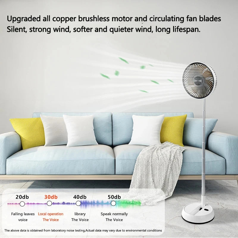 Portable Oscillating Standing Fan with Remote Controller Foldable Desk