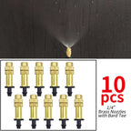 5M-30M Outdoor Misting Cooling System Garden Irrigation Watering 1/4'' Brass Atomizer Nozzles 4/7mm Hose for Patio Greenhouse