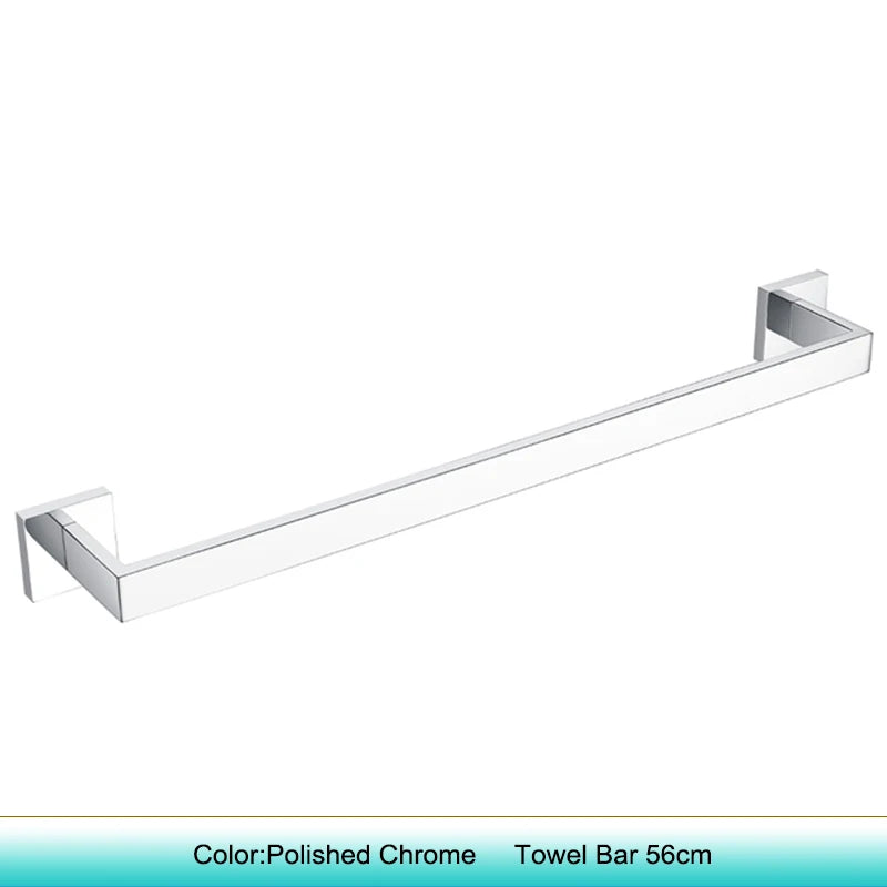 Chrome Polished WC Accessories Toilet Paper Holder Wall Hook Towel Bar Robe Hanger Rack Stainless Steel Bathroom Hardware Set