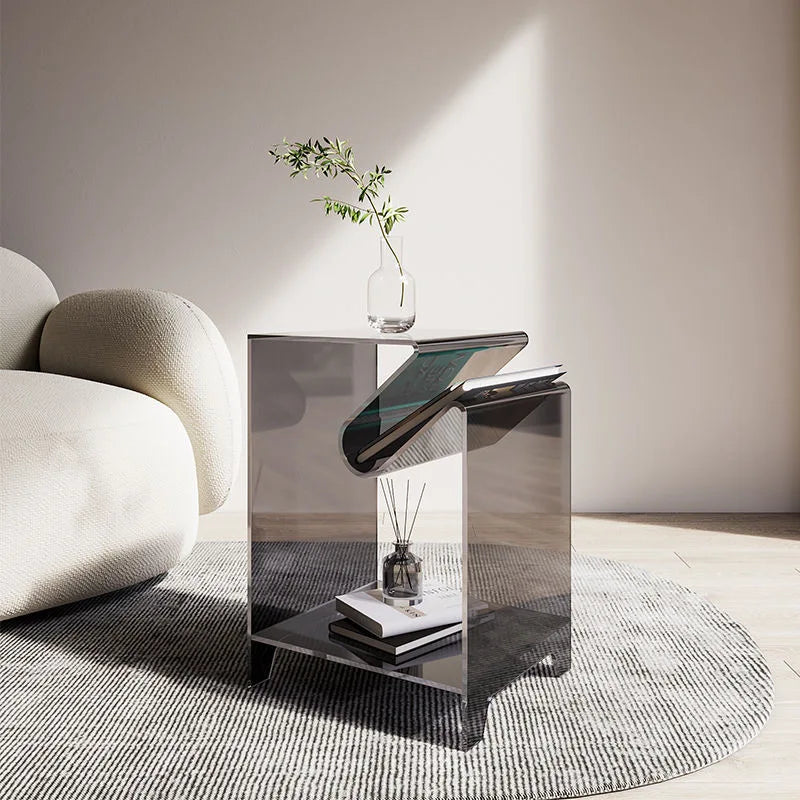 Creative acrylic side table, light luxury and stylish bedroom bedside table, suitable for bedroom and living room