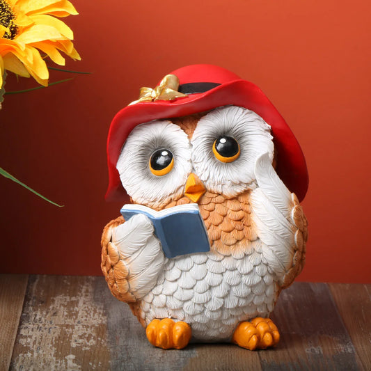 Owl Learning Book Reading Ornaments Creative Anthropomorphic Home Decor