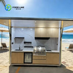 Customized 2.9m Outdoor Mobile Kitchen Cabinet BBQ Island Cabinets Multi Function Backyard Party Catering Equipment