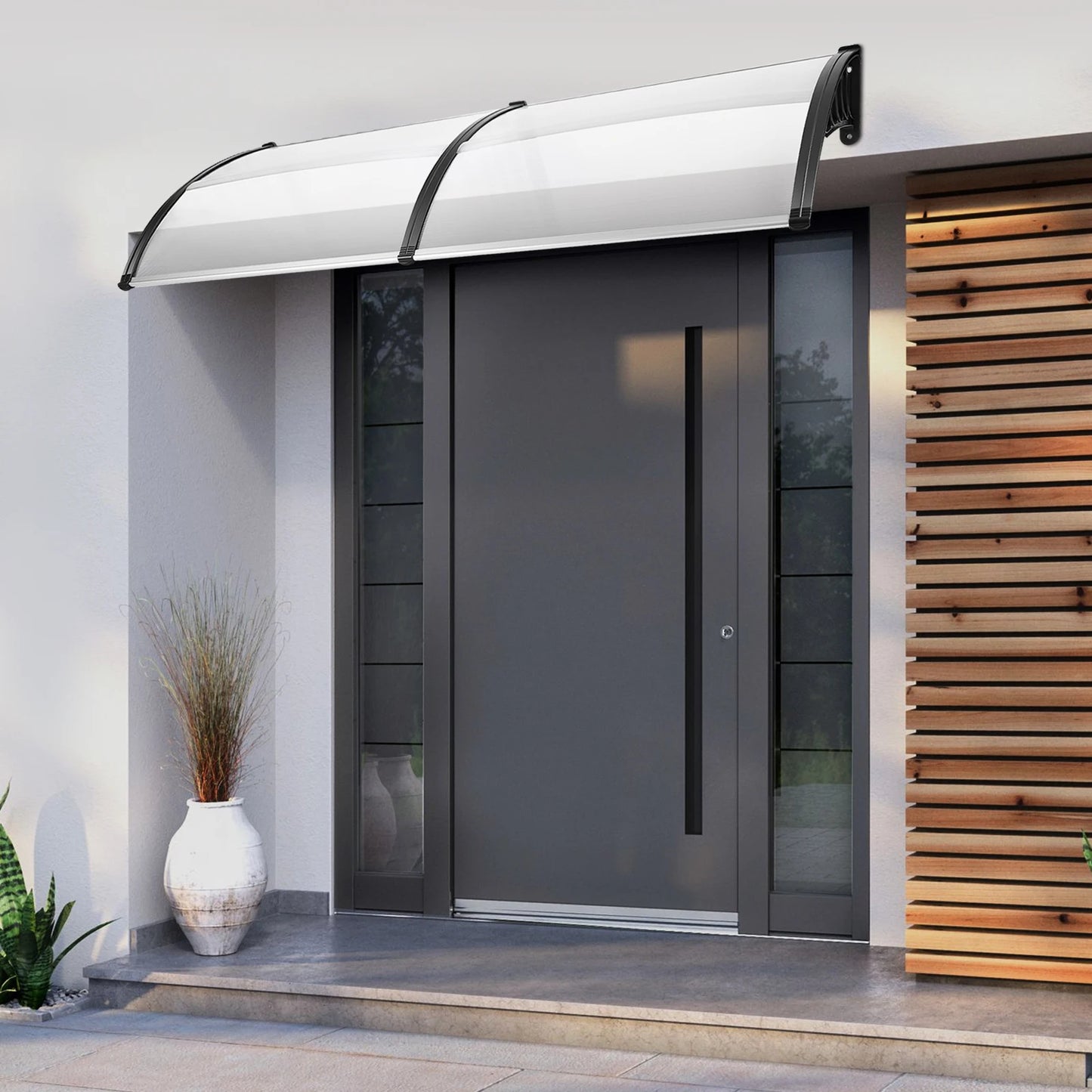 200x90cm Transparent Door Canopy, UV-Resistant Rain Shelter, Invisible Window Awning Canopy for Outdoor Entrance, No Bracket