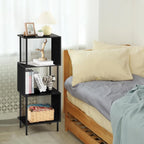 3-Tier Black S-Shaped Space-Saving Bookshelf for Small Rooms | Multi-Use in Office,Kids,Living Room,Bedroom & Home Corne