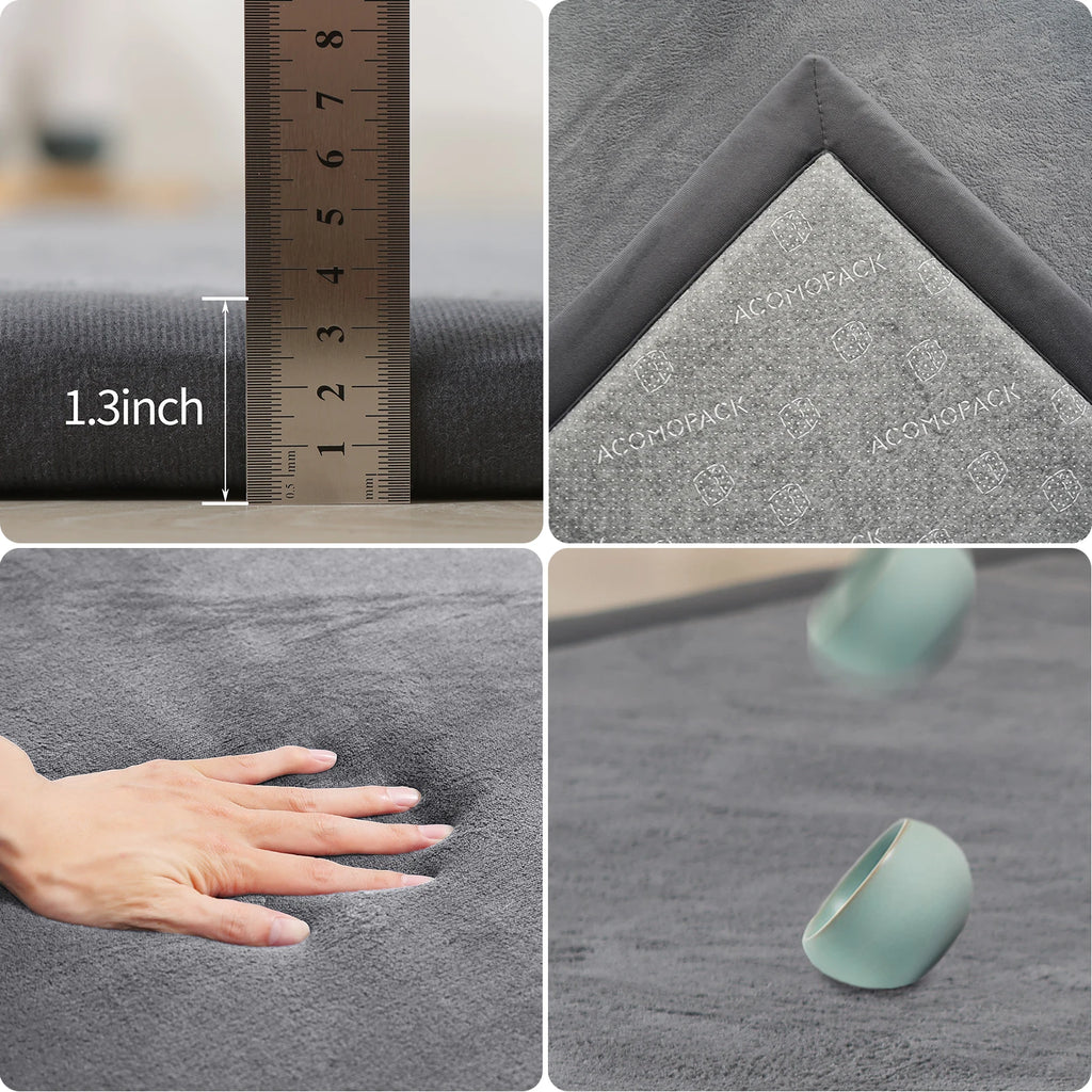 Large Coral Velvet Solid Carpet - Living Room, Bedroom & Sofa Floor Mat | AlluCanFind