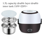 Mini Electric Rice Cooker Stainless Steel 2/3 Layers Food Container Steamer Portable Meal Heating Lunch Box Heater Warmer Bento