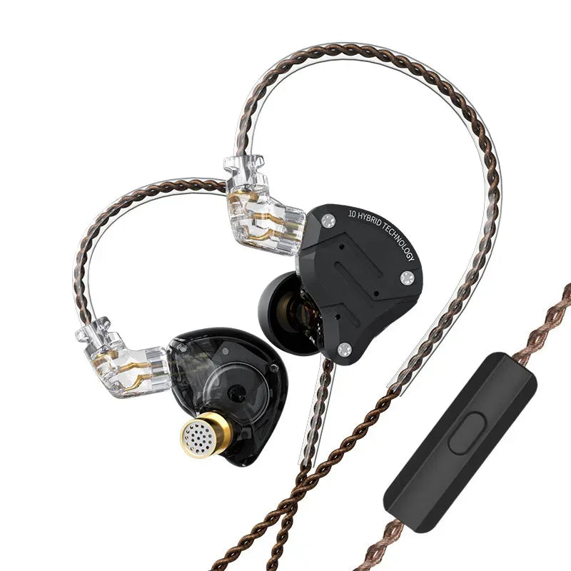 KZ ZS10 Pro 4BA+1DD 5 Driver in-Ear HiFi Metal Earphones with Stainless Steel Faceplate, 2 Pin Detachable Cable