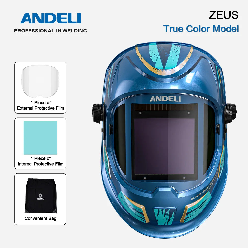ANDELI Auto Darkening Welding Helmet Large Viewing True Color Solar Powered Welding Mask for TIG MIG ARC Grinding Welder