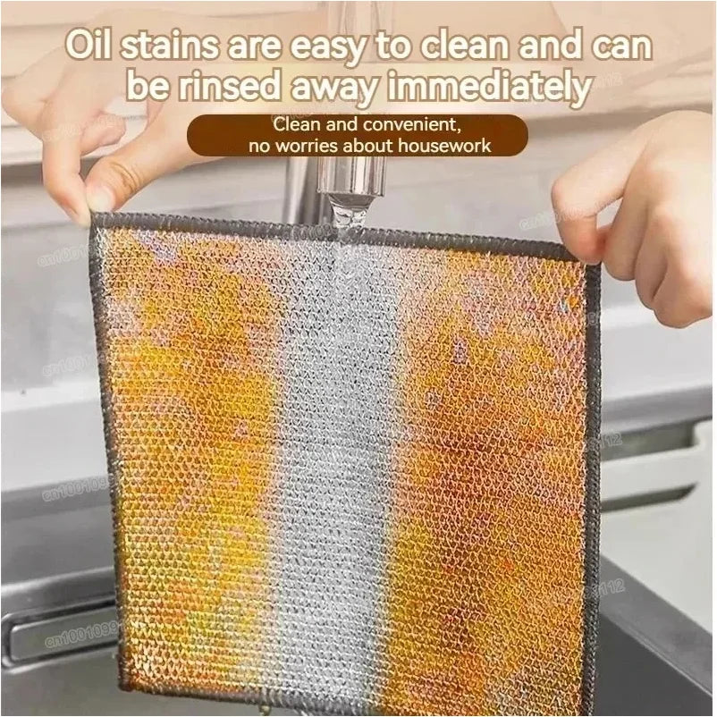 Thickened Cleaning Cloth, Kitchen Rag, Stainless Steel Cleaning Cloth, Suitable For Cleaning Kitchen Oil Stains/5pcs