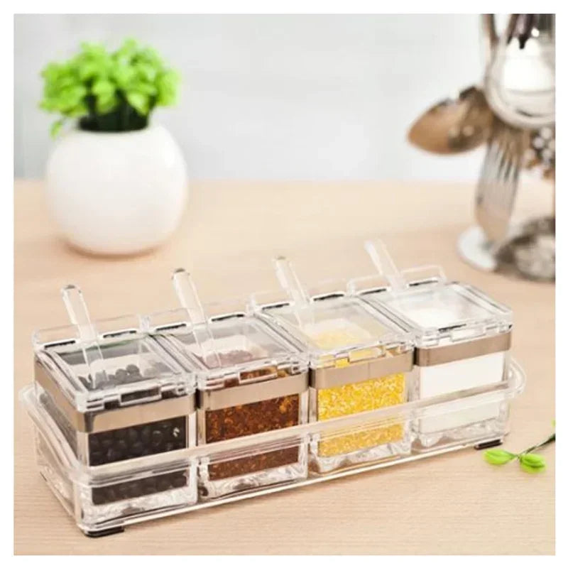 Kitchen Supplies Acrylic Seasoning Box Spice Jar Set Condiment Cruet Bottle Kitchen Organizer and Storage Container