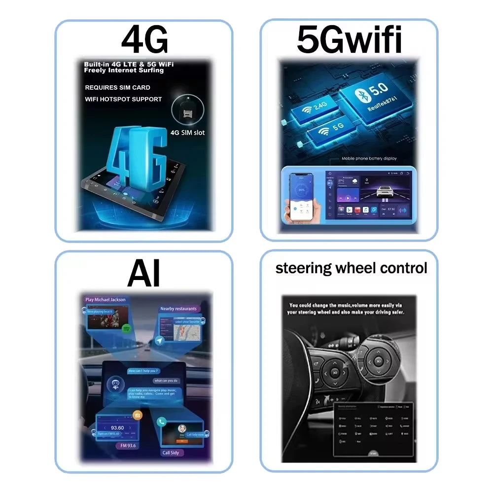 Wireless Android 15 Carplay For Ford Kuga 2 Escape 3 2012-2019 9.7 Inch Tesla Style Car Multimedia Player 5G Wifi Touch Display