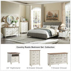 Farmhouse 6 Drawers Dresser Chests, Tall Wood Rustic Chest , Storage Organizer for Bedroom, Living Room, Nursery, Antique White